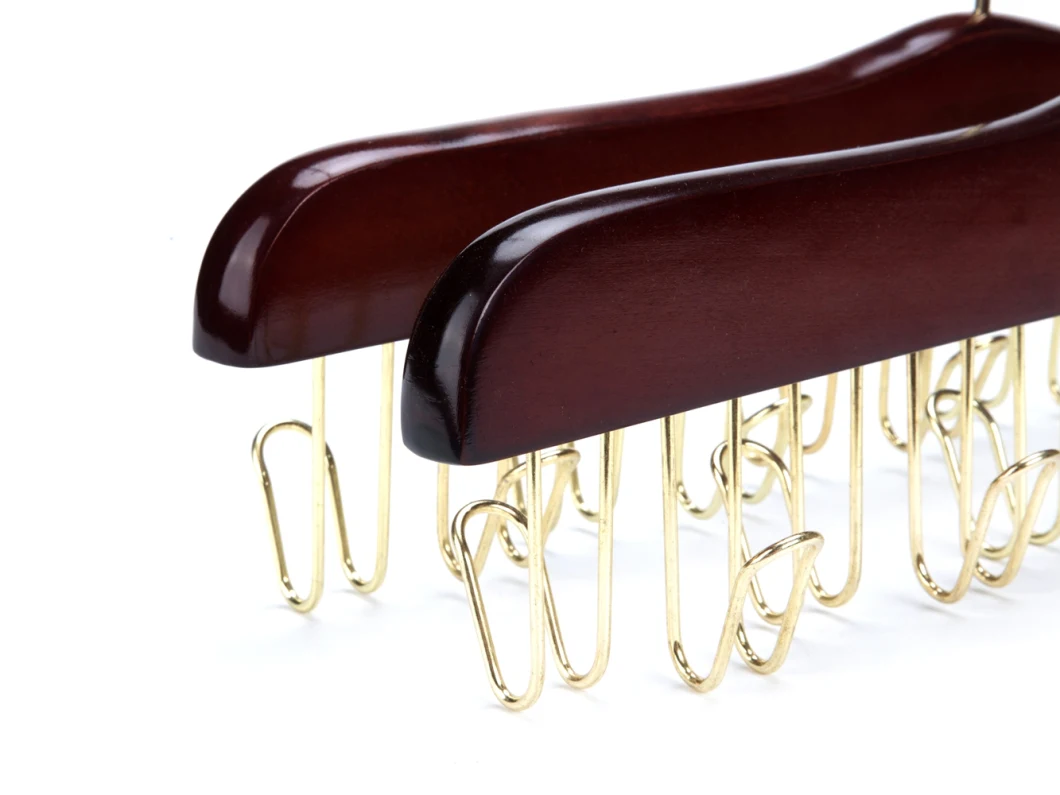 Hot Sale Multifunction Belt Tie Hangers Rack with Gold Hooks and Clips