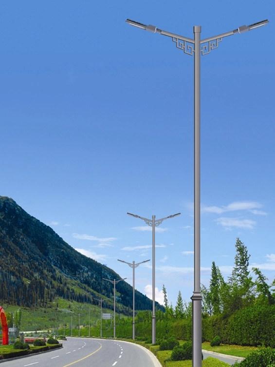 Nenoble Manufacture Solar LED Light with Double Arm Pole Street Light Stainless Steel Street Light Pole