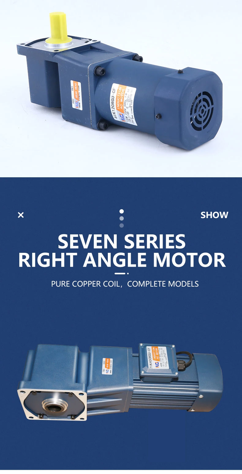 Right Angle AC Gear Motor Gear Reducer Motor Miniature Right Angle Motor Three-Phase Gear Motor Gearbox Miniature Motor 220V AC Motor