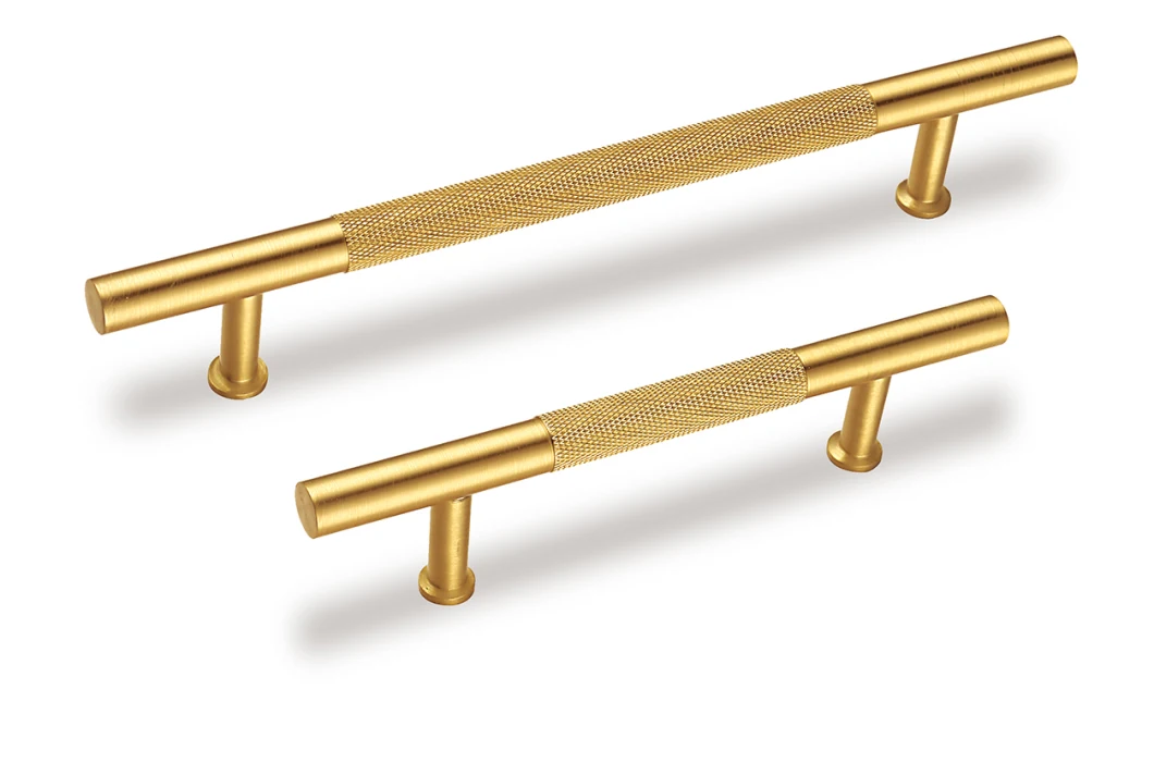Solid Copper Metal Furniture T Bar Handle with Diagonal Grain for Cabinet Fittings Hardware