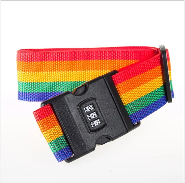 One Word Rainbow Password Lock Packing Bag 2 Meters Luggage Belt with Luggage Tied with Custom