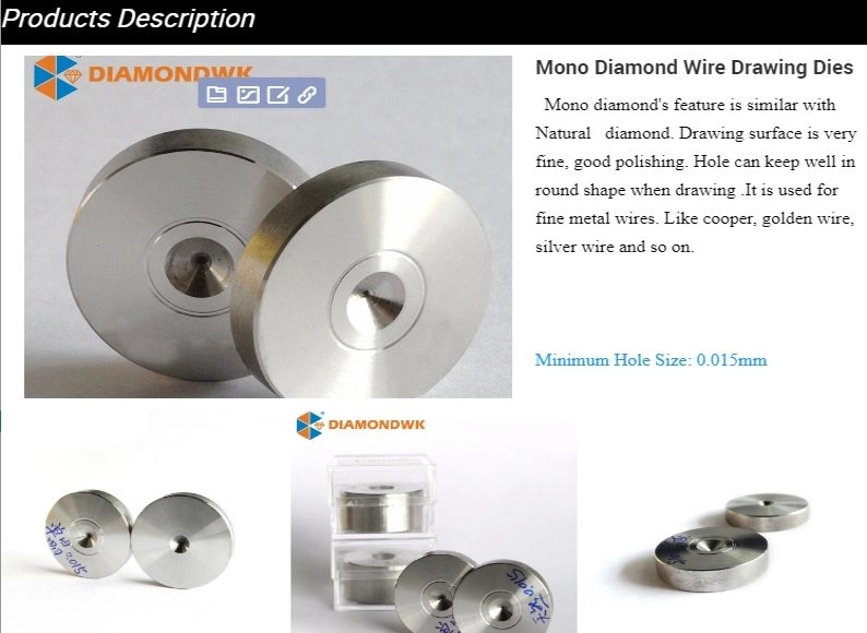 Precious Metal Wire Drawing Mono Diamond Wire Drawing Dies