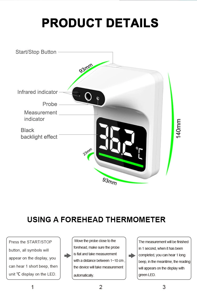 Non Contact Forehead Thermometer Stand Tripod Wall-Mounted Forehead Thermometer Termometer Scanner