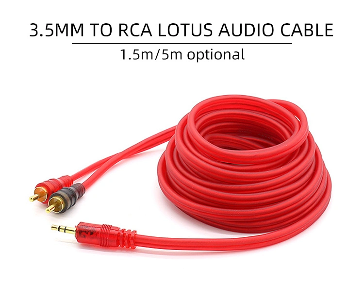 High Performance Copper Head Car Audio Cord 1.5/5m Audio RCA Cable for Car