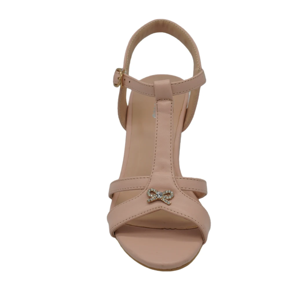 Fashionable High-Quality One-Word Buckle with Diamond Decoration All-Match Sandals