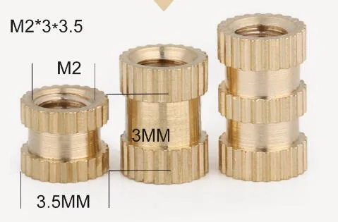 Injection Molding Copper Nut Insert Knurled Nut Double Pass Copper M1.1 M1.6 M2.5 M3