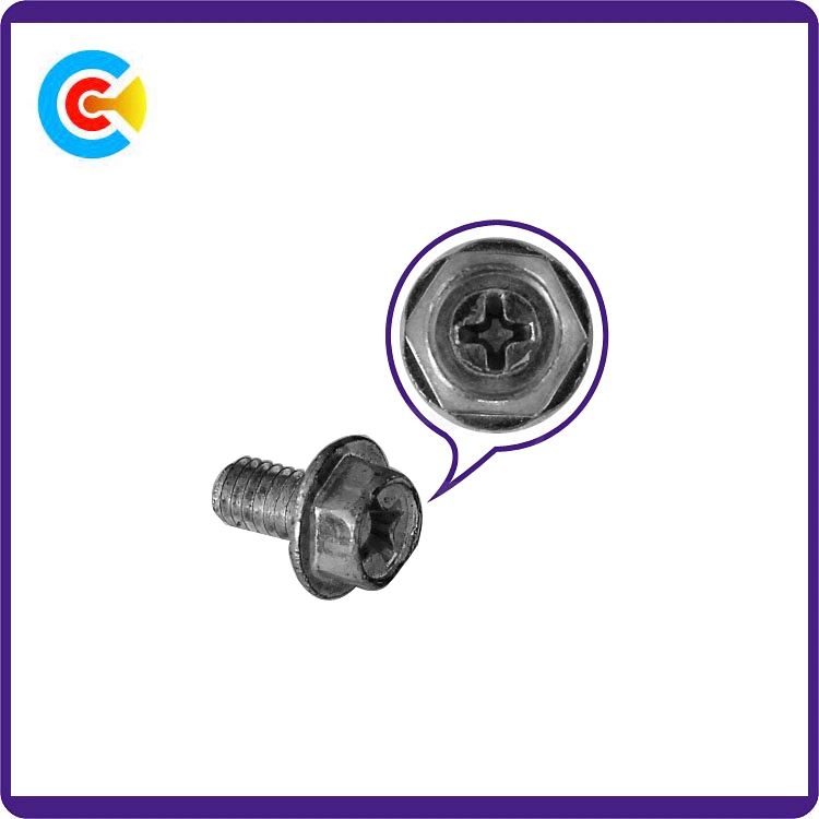 DIN/ANSI/BS/JIS Carbon-Steel/Stainless-Steel M10 Hexagonal Flange with Triangle Screwdriver Loose Screw