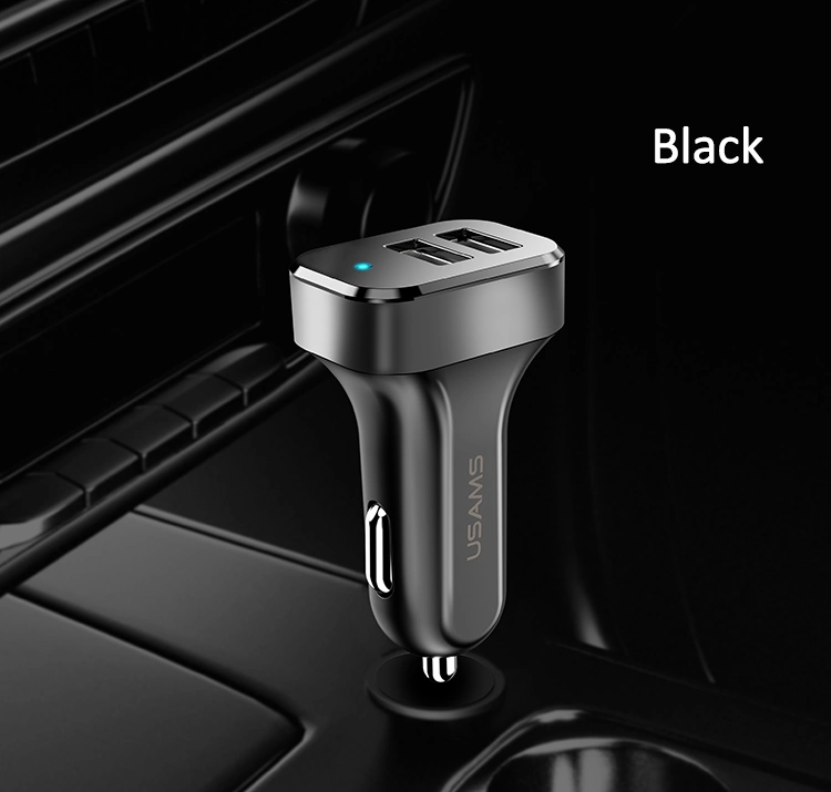 Usams Factory Outlet Car Accessories USB Car Charger Hot Sale Dual Ports Car Phone Charger