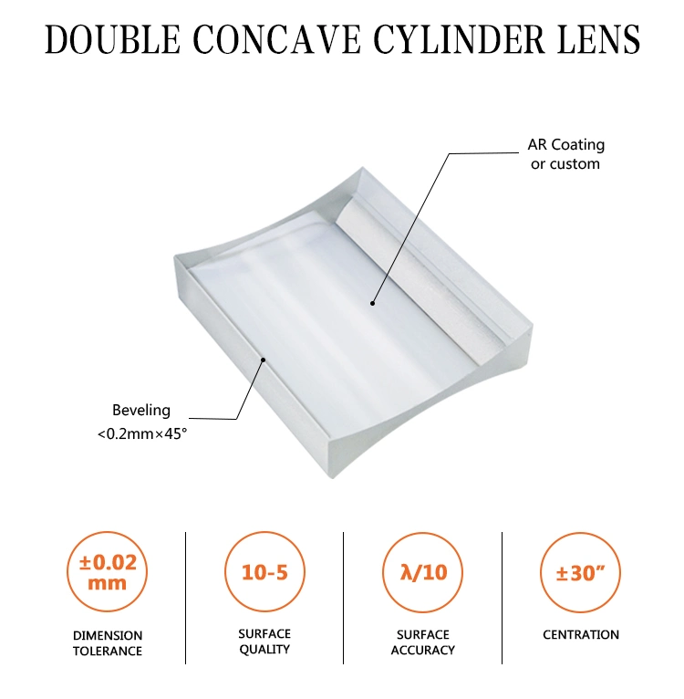 Optical Bk7 K9 Quartz Glass Double Concave Cylindrical Lens Ar Coated