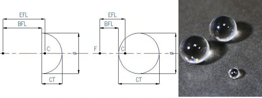 Optical Glass Ball and Half Ball Lenses Bk7 K9 Sapphire