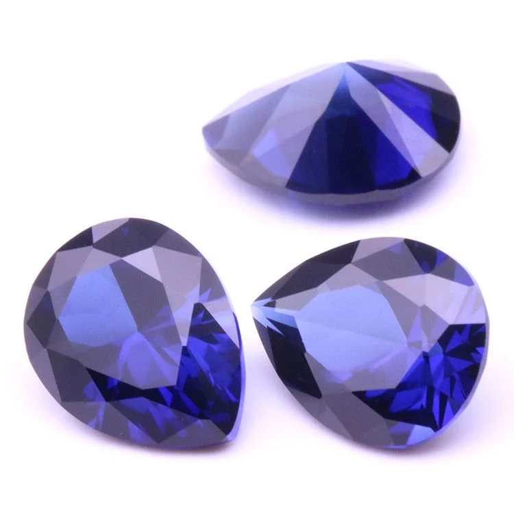 Synthetic Sapphire 34# Pear Shape Loose Faceted Gemstone for Jewelry Setting