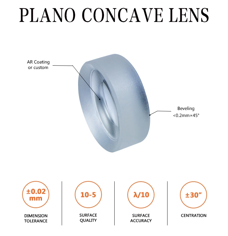 Custom Optical Bk7 K9 Glass Plano Concave Lens Coated