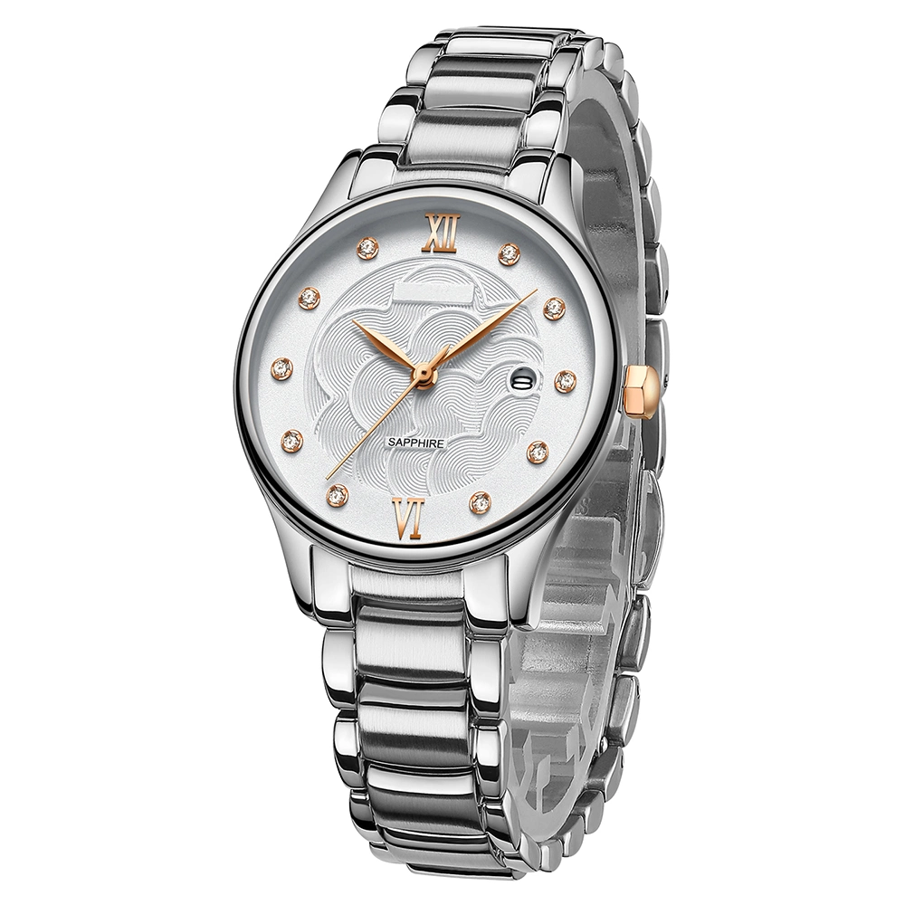 Custom Quartz Movement Sapphire Glass Lady Stainless Steel Watch