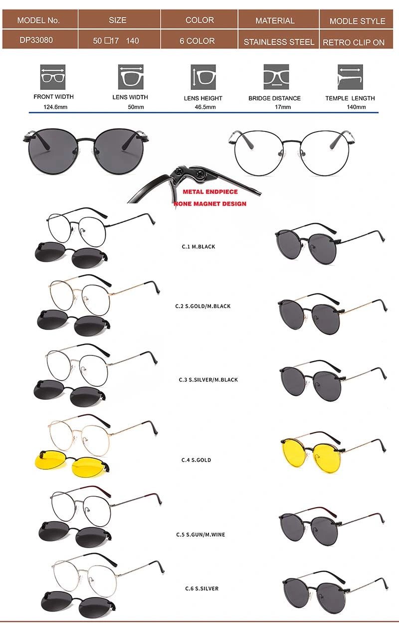 FC Optics Wholesale Cheap Polarized Mirrored Clip on Sunglasses Tac Polarized Lens