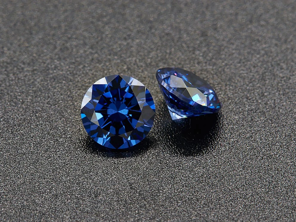 Round Brilliant Cut Sapphire Blue Synthetic Corcundum Wholesale Price