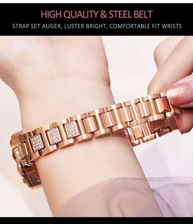 Lady Watches Diamond Crystal Watch Charming Female Watch 360-Degree Rotating Wristwatch Made in Guangzhou