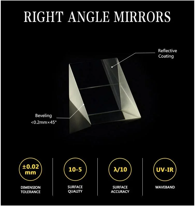 Optical Glass Right Angle Prism Mirror Al Coating Bk7 Glass 90 Degree Right Angle Prism