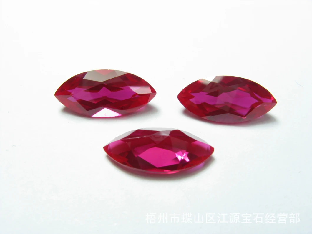 China Corundum Material #5 Color Marquise Shape Stone Price Faceted Bottom Synthetic Ruby Loose Stones