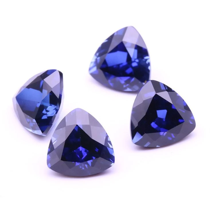 Synthetic Sapphire 34# Trillion Shape Loose Faceted Gemstone for Jewelry Setting