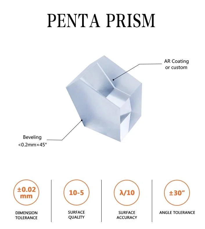 Penta Prism Optical Glass N-Bk7/K9/Fused Silica Factory Customized Prism for Sale