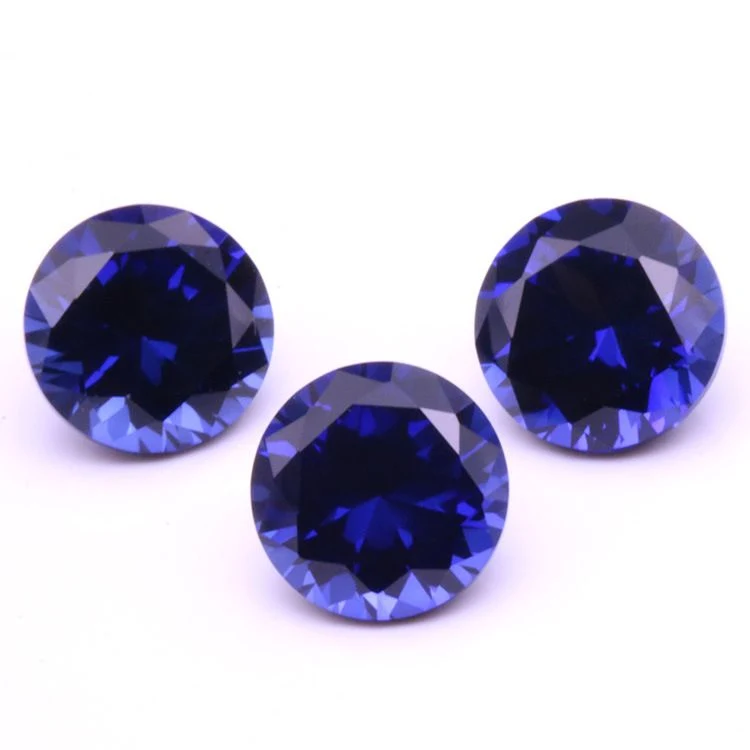 Synthetic Sapphire 34# Round Shape Loose Faceted Gemstone for Jewelry Setting