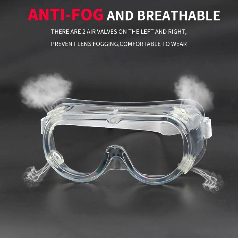 Ce FDA Approved Anti Fog Elastic Safety Goggles for General with PC Lenses PVC Frames