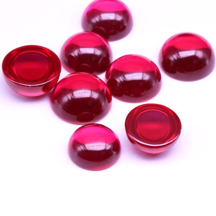 Synthetic Ruby 5# Round Cabochon Gemstone for Jewelry Setting