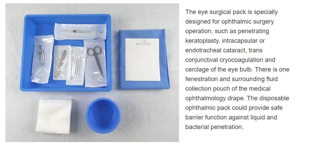 CE ISO Medical Consumables Non Woven Disposable Ophthalmic Cataract Eye Surgical Pack Manufacturers