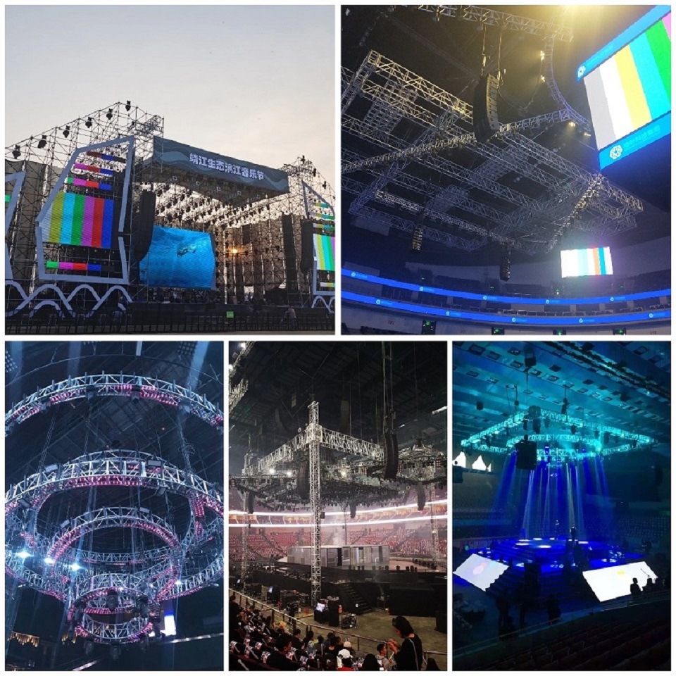 Aluminum Lighting Portable Mobile Event Concert Stage Equipment Truss with Roof System and Hoist Rigging