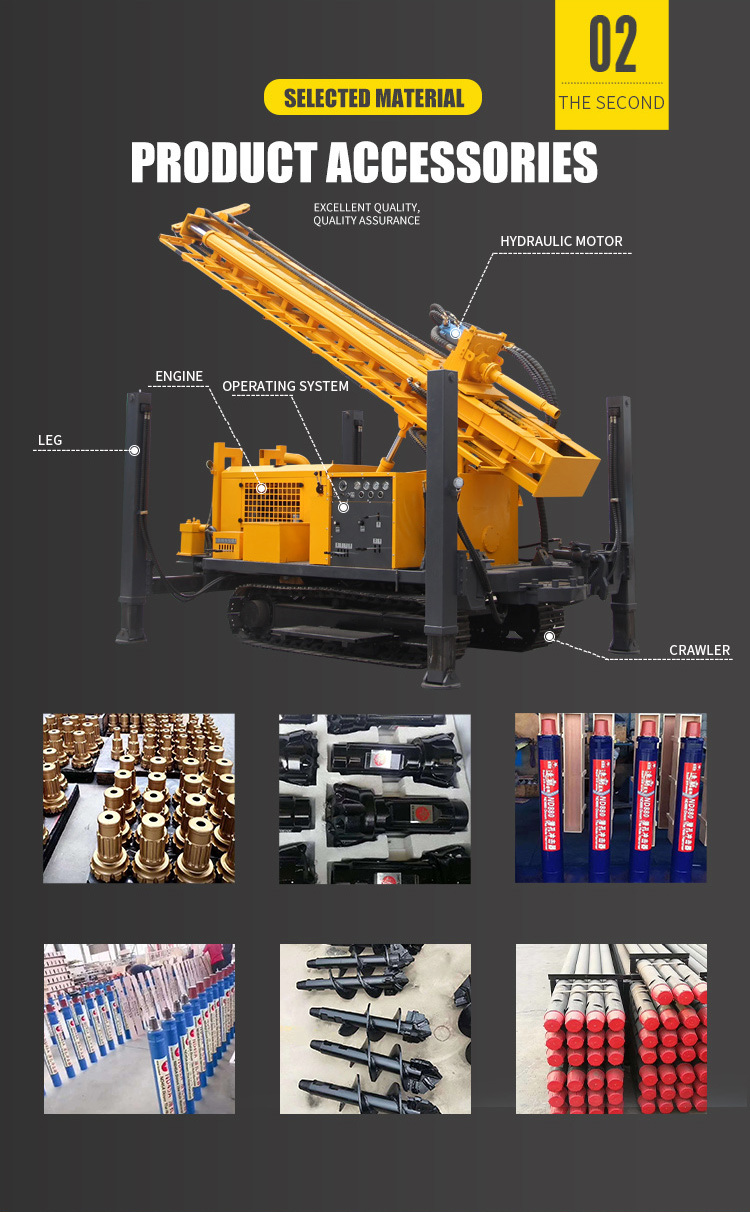 Crawler Base Water Well Drilling Rig Machine Diesel Engine with 400m Drilling Depth Pneumatic DTH Drill