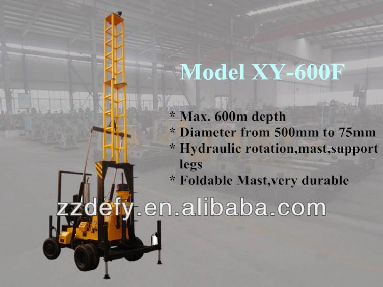 Well Drilling Rig Wheels Type Water Drill Rig with Mud Pump