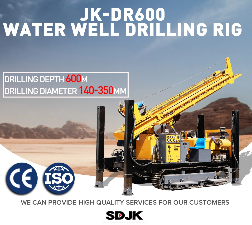 Water Well Drilling Rig with Air Compressor Mud Pump 600m