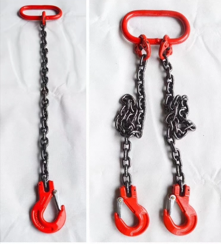 OEM Sling 3ton G80 Red Choker Crane Webbing Oil Drum Master Link Chain Slings for Lifting