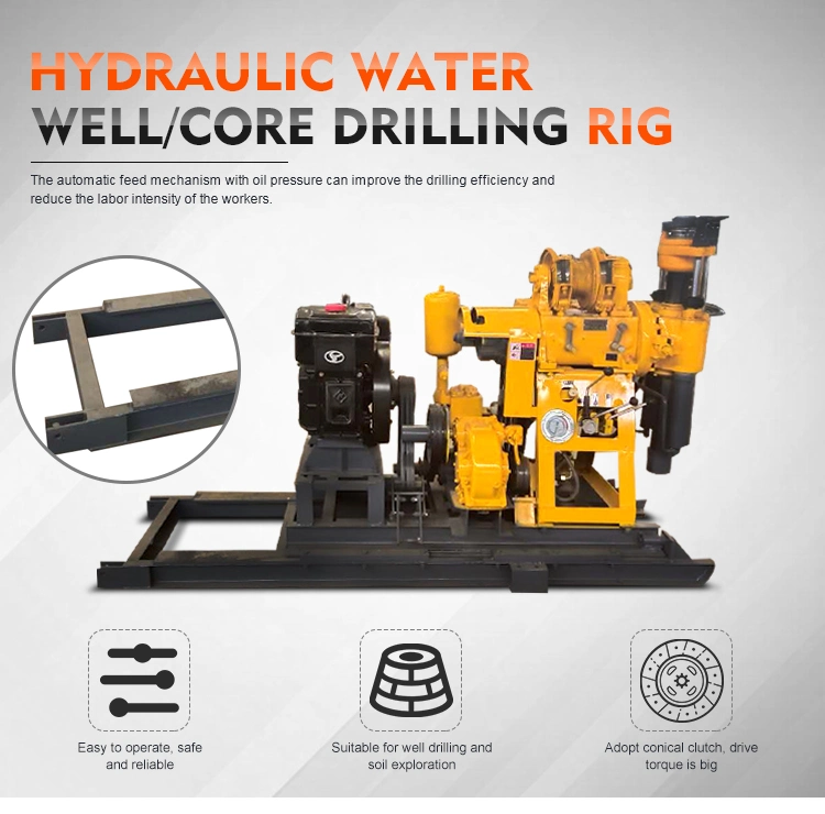 Rotary Core Drilling Rig 130m Diesel Engine Hydraulic Drilling Rig for Sampling