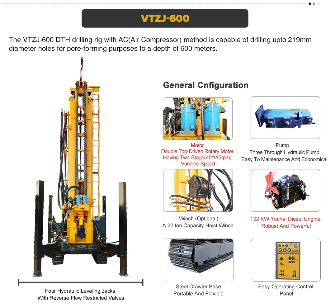 Rotary Water Well Drilling Rig Machine for Water Project