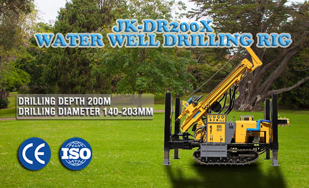 Jk-Dr200X Water Well Drill Rig with Crawler Type Drilling Rig