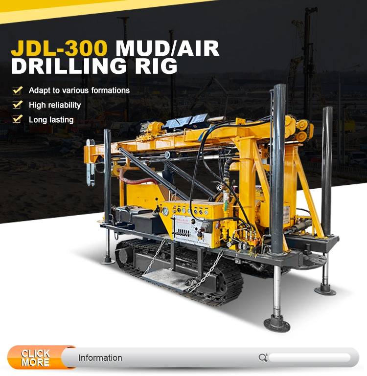 Pneumatic Water Well Drilling Rig 300m with Mud Pump
