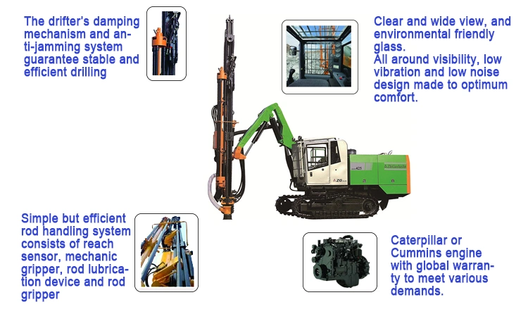422A Full Hydraulic Top Hammer Surface Drill Rig Blast Hole Drill Rig for Mining Blast Hole Borehole Drilling Machine