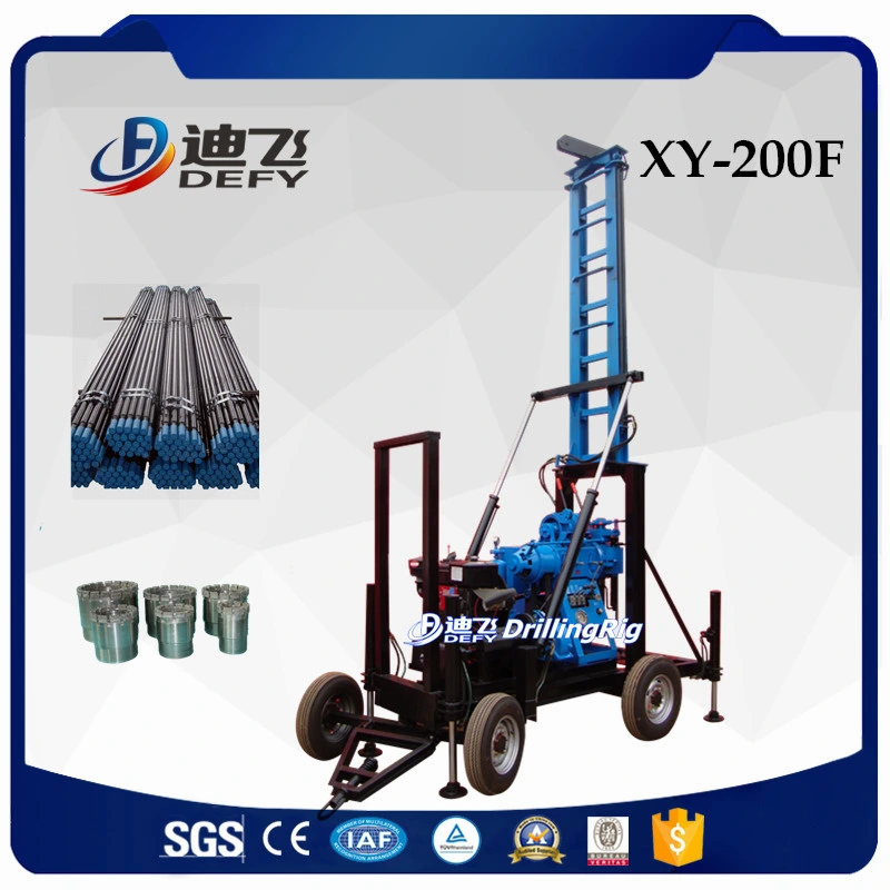 200m Portable Trailer Rotary Water Bore Well Borehole Core Sampling Mining Drill Rig