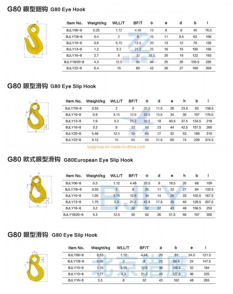 G80 Clevis Hook Series for Chain Slings