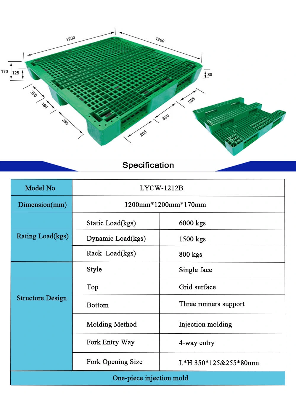 Blue HDPE Plastic Pallets for Concrete Block Making Machinery