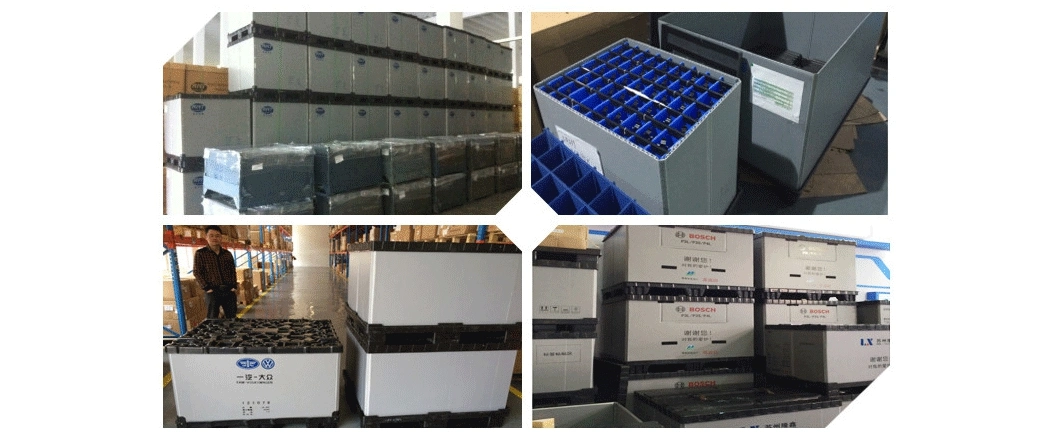 Industrial Customized Collapsible Plastic Pallet Bins with Shrink Sleeve Packaging