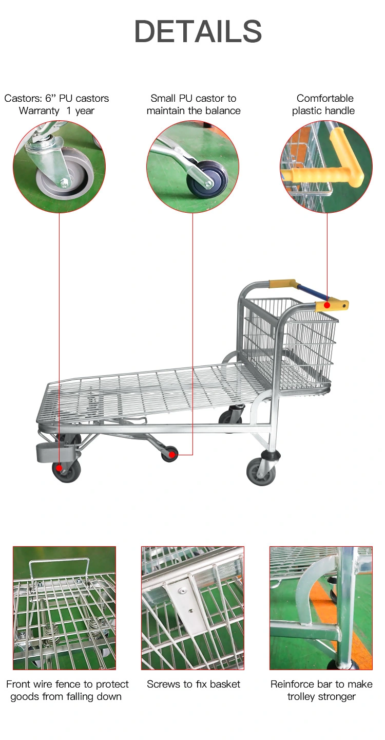 5 Wheel Nestable Metal Warehouse Trolley Cart