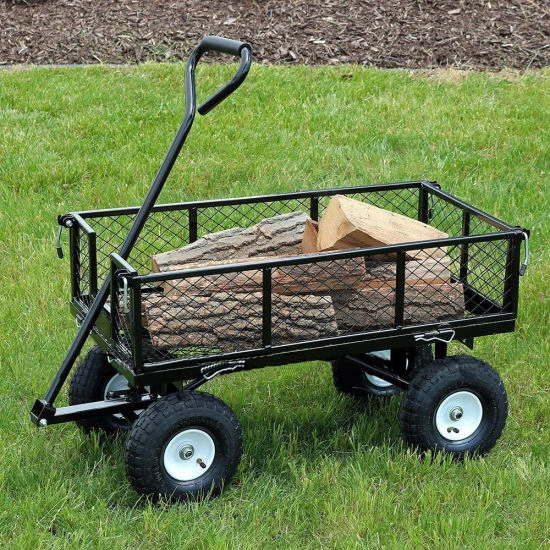 Factory Price Heavy Duty Steel Mesh Yard Garden Jumbo Crate Wagon Utility Garden Trolley Cart with 4 Four Wheels Tc1840