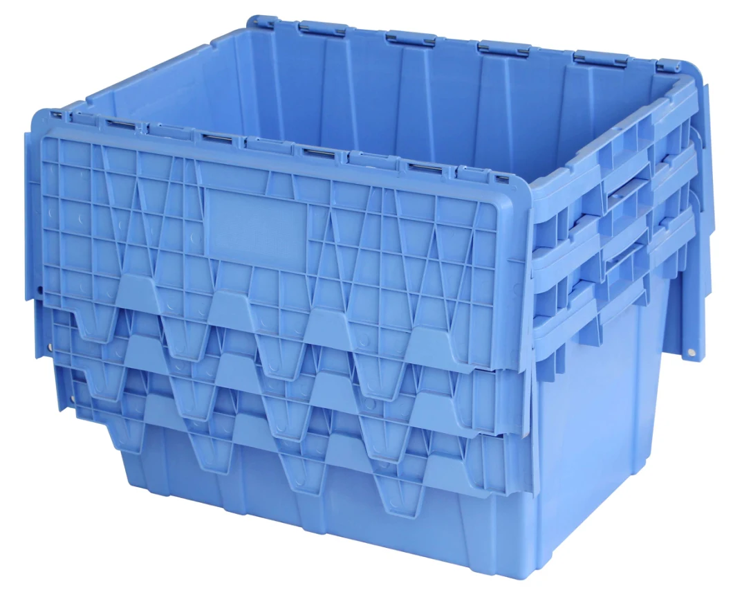 Stackable Plastic Storage Box Plastic Moving Crate Crate with Lid for Sale