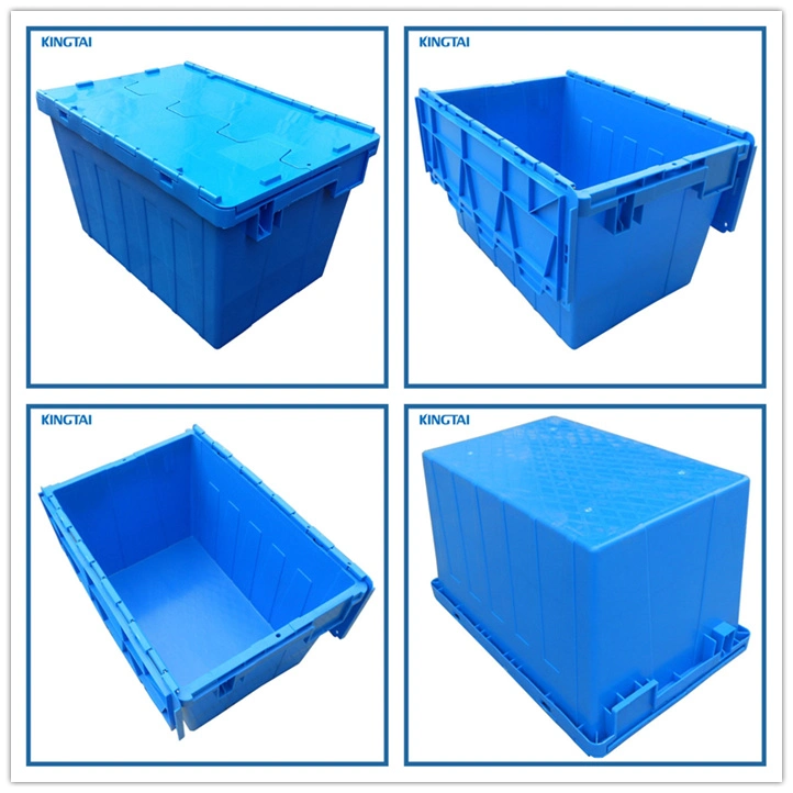Cheap Nesting Plastic Logistics Box Attached Lid Turnover Crate