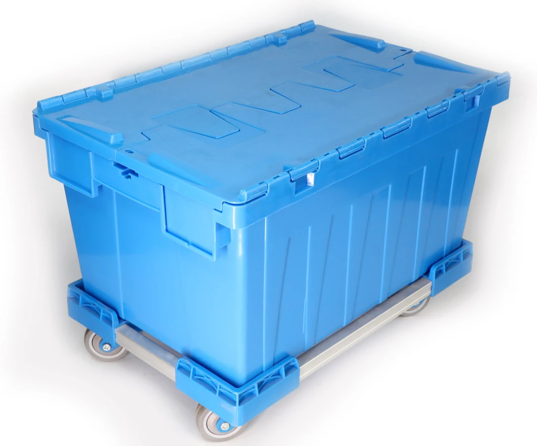 Plastic Nest Box Container Moving Tote Crate with Lid