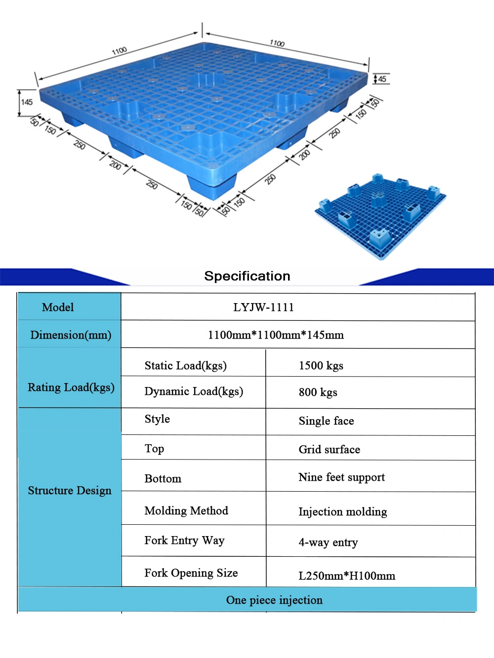 1100X1100 Light Duty Plastic Pallets