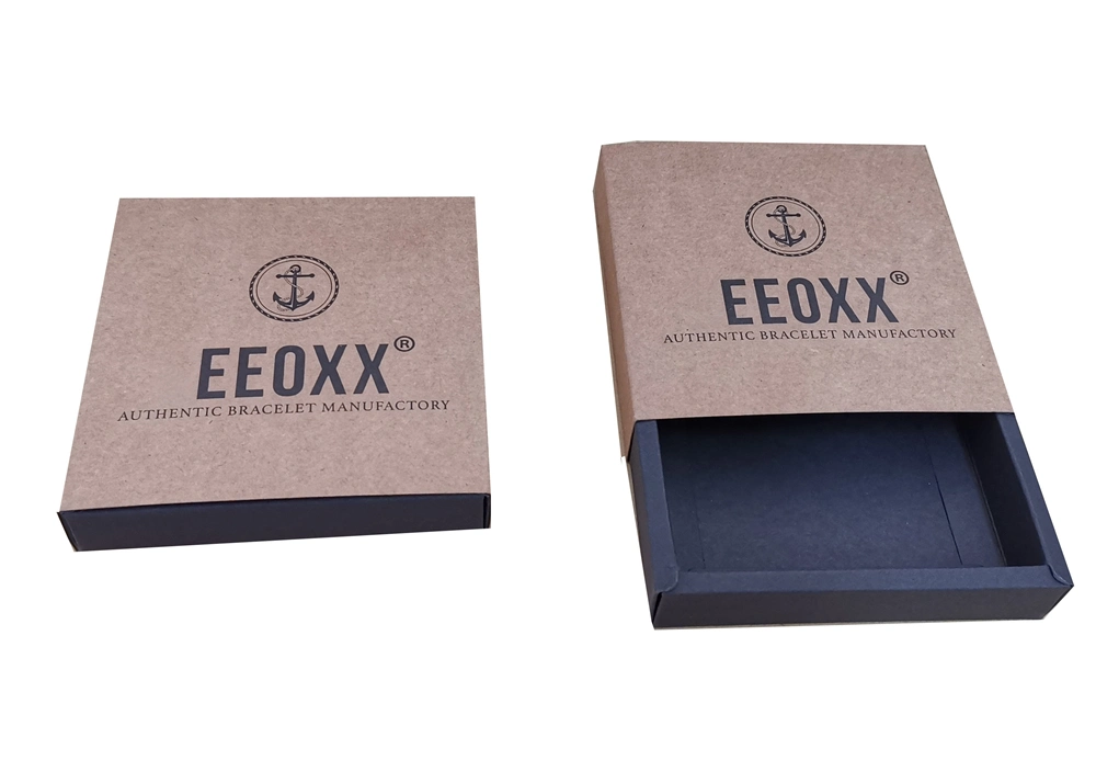 Custom Black Cardboard Sliding Paper Box Kraft Drawer Box for Small Product Packaging