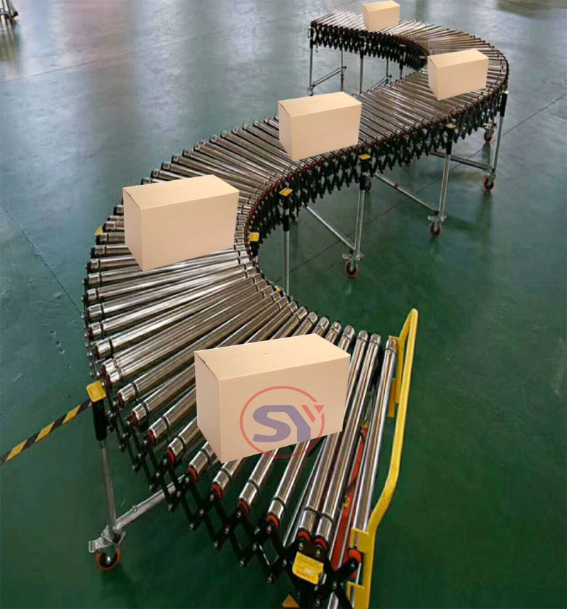 Power-Driven Motorized Telescopic Roller Conveyor for Pallets Crate